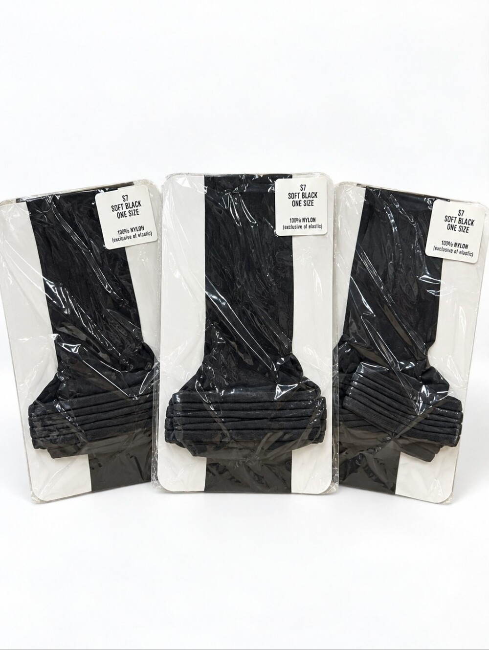 Nationals Guaranteed Hosiery 3 Pk One Size Soft Black Vintage Thigh Pantyhose